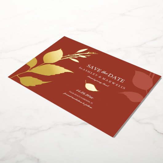 Invitation En Aluminium L'automne laisse Orange Friendsgiving Enregistrer (Rotation)