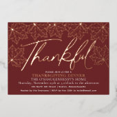 Invitation En Aluminium L'automne moderne rouge de grâce quitte Thanksgivi (Recto)