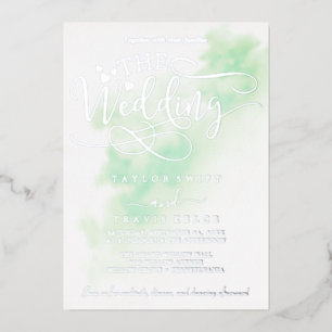 Invitation En Aluminium Lavage à l'aquarelle Mariage au feuillet bleu et