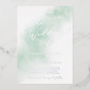 Invitation En Aluminium Lavage à l'aquarelle Mariage au feuillet vert et