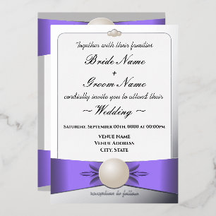 Invitation En Aluminium Lavande et perle d'argent Mariage et réception
