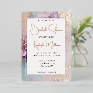 Invitation En Aluminium Lavande Lilas Or Aqua Floral Mariage