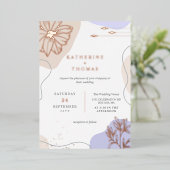 Invitation En Aluminium Lavande & Linge Floral Mariage de verdure (Debout devant)