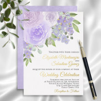 Lavande Purple Aquarelle Florale Élégant Mariage
