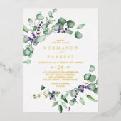 Invitation En Aluminium Lavande rustique | Mariage Décontracté Gold Foil (Recto)