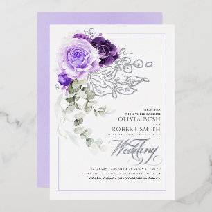 Invitation En Aluminium Lavande violet et huile d'argent Mariage de saumon