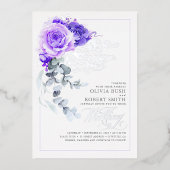 Invitation En Aluminium Lavande violet et huile d'argent Mariage de saumon (Recto)