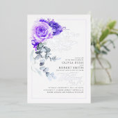 Invitation En Aluminium Lavande violet et huile d'argent Mariage de saumon (Debout devant)