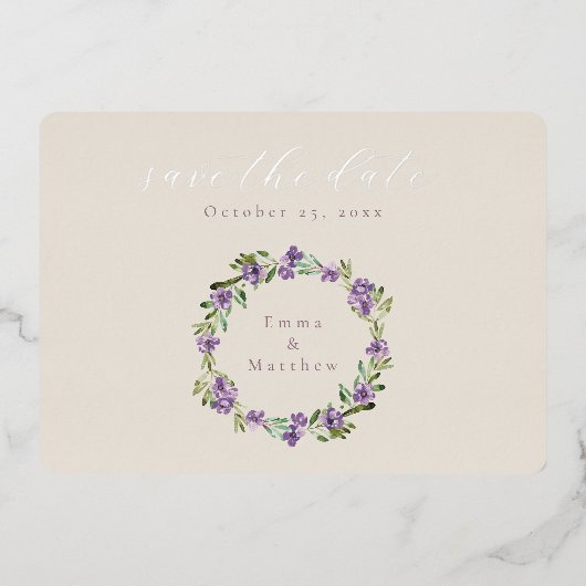 Invitation En Aluminium Lavande violette de la couronne (Recto)