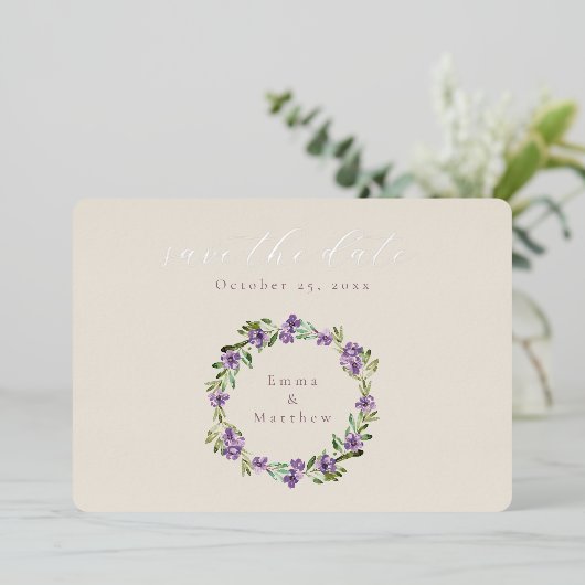 Invitation En Aluminium Lavande violette de la couronne (Debout devant)