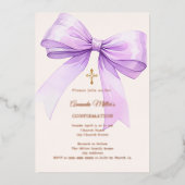 Invitation En Aluminium Lavender bow cream girl Confirmation rose gold (Recto)