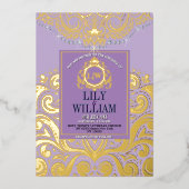 Invitation En Aluminium Lavender Elegant Artdeco Diamond Mariage (Recto)