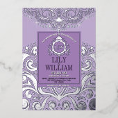 Invitation En Aluminium Lavender Elegant Artdeco Diamond Mariage (Recto)
