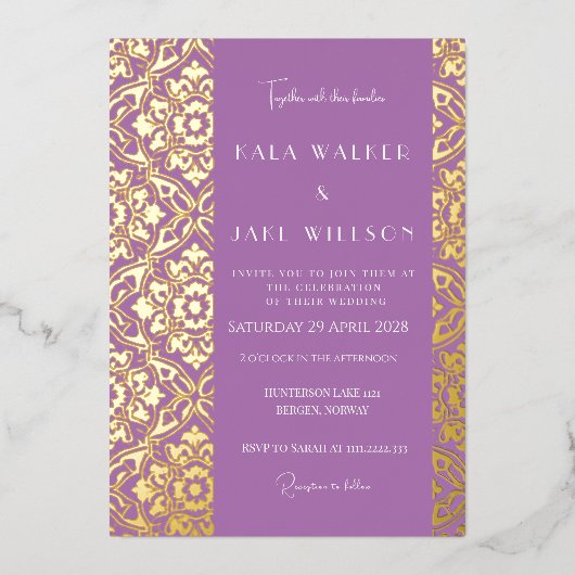 Invitation En Aluminium Lavender Love Sophisticated Italian Tile (Solid) (Recto)
