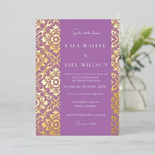 Invitation En Aluminium Lavender Love Sophisticated Italian Tile (Solid) (Debout devant)