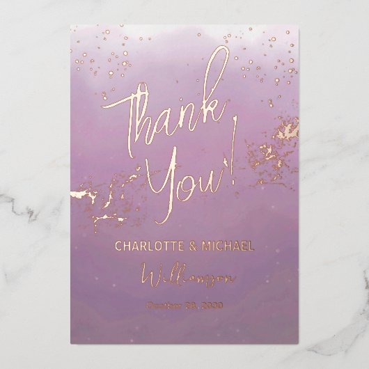 Invitation En Aluminium Lavender Modern Ombré Photo Overlay Mariage Merci (Recto)