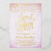 Invitation En Aluminium Lavender Sweet 16 Gold Confetti (Recto)