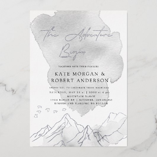 Invitation En Aluminium L'aventure commence un mariage élégant (Recto)