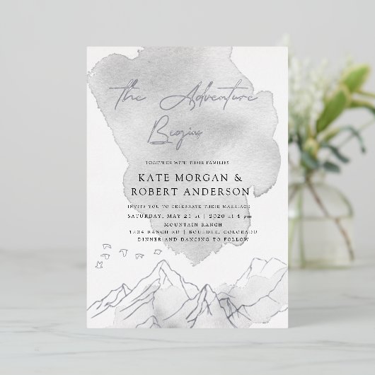 Invitation En Aluminium L'aventure commence un mariage élégant (Debout devant)