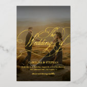 Invitation En Aluminium Le Mariage de | Calligraphie moderne Script & phot (Recto)