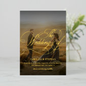 Invitation En Aluminium Le Mariage de | Calligraphie moderne Script & phot (Debout devant)