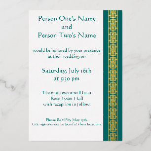 Invitation En Aluminium L'élégance chinoise dans l'invitation Turquoise à 