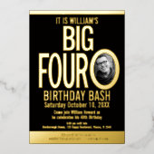 Invitation En Aluminium Les quatre grands 0 40e anniversaire photo graphiq (Recto)