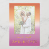 Invitation En Aluminium Lesbian Wedding Photo Pride Flag Gradient Gold (Recto)