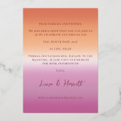 Invitation En Aluminium Lesbian Wedding Photo Pride Flag Gradient Gold (Verso)