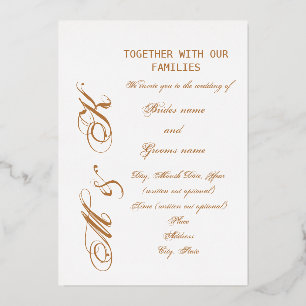 Invitation En Aluminium “Lettres de ton doré”Mariage