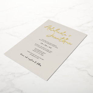 Invitation En Aluminium Lettres d'or Mariage ivoire modernes