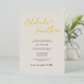 Invitation En Aluminium Lettres d'or Mariage ivoire modernes (Debout devant)