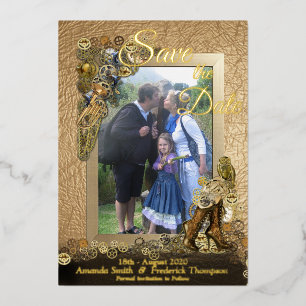 Invitation En Aluminium Lettres or Steampunk sur cuir Inspiration