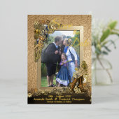 Invitation En Aluminium Lettres or Steampunk sur cuir Inspiration (Debout devant)