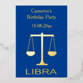 Invitation En Aluminium Libra Golden Scales Star Sign Custom Anniversaire (Recto)