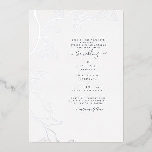 Invitation En Aluminium Lierre en feuille d'argent Mariage des deux famill