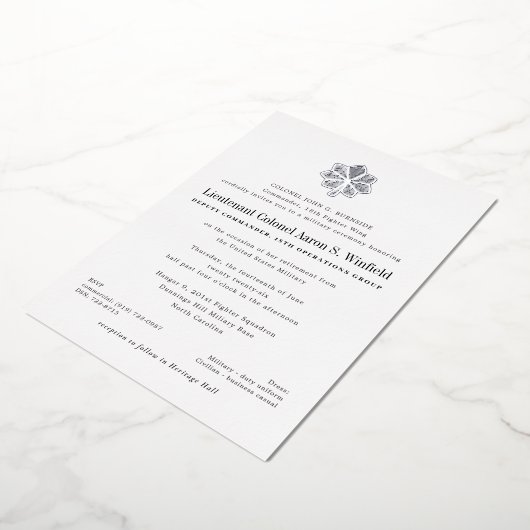 Invitation En Aluminium Lieutenant-colonel Retraite militaire (Rotation)