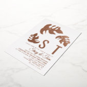 Invitation En Aluminium Ligne Monstera Mariage feuille Pressé (Rotation)