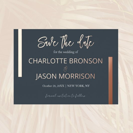 Invitation En Aluminium Lignes minimum de charbon de bois Mariage Enregist