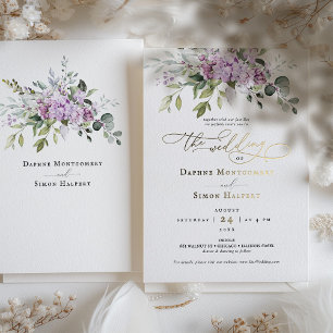 Invitation En Aluminium Lilac et verdure Mariage à huile violet