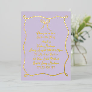Invitation En Aluminium Lilac & Gold Main Draw Photo Graduation Party
