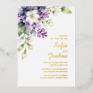 Invitation En Aluminium Lilac Jasmine Flower Watercolor Minimalist Wedding