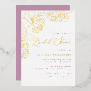 Invitation En Aluminium Lilac Minimaliste Fleurs de Pivoine Peintes à la M