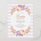Invitation En Aluminium Lilac Stripe and Bloom Pâques Brunch Party (Recto)