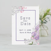 Invitation En Aluminium Lilacs Floral Enregistrer la date (Debout devant)