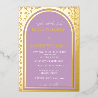 Invitation En Aluminium Lilas Royal Arche Dorée (Uni)