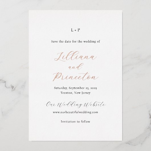 Invitation En Aluminium Lilliana Elegant Modern Wedding Enregistrer la dat (Recto)