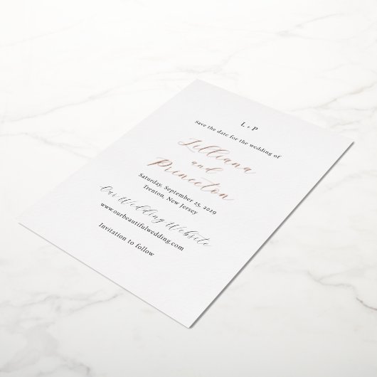Invitation En Aluminium Lilliana Elegant Modern Wedding Enregistrer la dat (Rotation)