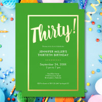 Lime moderne Green & Gold Foil 30e anniversaire