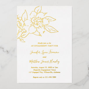 Invitation En Aluminium Line Art Floral Elegant Engagement Party